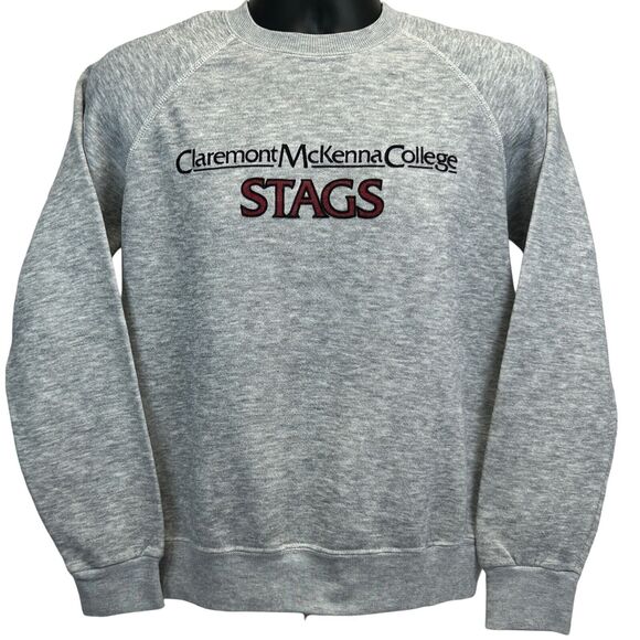 Vintage 90s Claremont McKenna College Stags Sweatshirt Mens Small NCAA CMC Gray - Picture 2 of 4